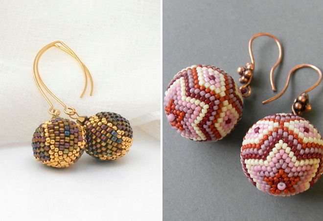 серьги шарики из бисера
